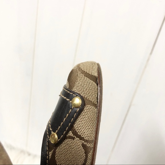 Coach Tan and Brown Logo Ballet Flats - Picture 9 of 10